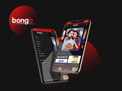 Menu & Home UI app design bongo entertainment app home screen menu design movies ui