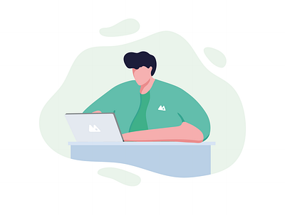 Stay Home character design front green mac macbookpro man notebook person students study vector work