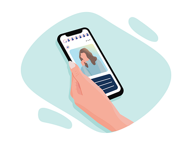 Stalking character design hand handphone illustration women