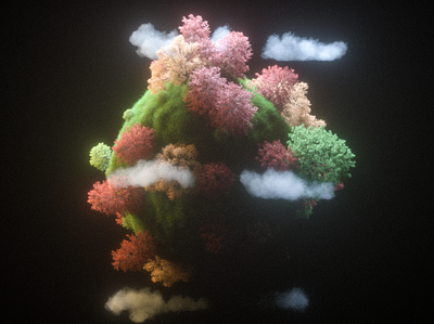 Tree World 3d art 3dmodeling abstract adobe cgi cinema 4d cloud illustration motiondesign motiondesigner nature octane octanerender tree