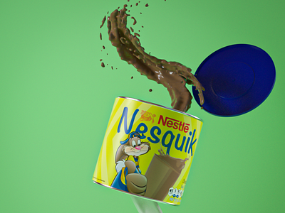Nesquik Explosion ! 3d art 3dmodeling branding cgi chocolat cinema 4d illustration logo milk motiondesigner octane octanerender