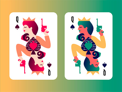 Queens With Guns art background blackjack card cards cards game casino corona crown design diadem gangster illustration playing card playing card playing cards queen queens queensland vector