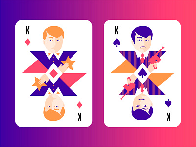 Modern playing cards. Two kings 30s bandit card cards cards game casino game gangster gun king law officer playing card playing cards poker poker card police red hair spade star
