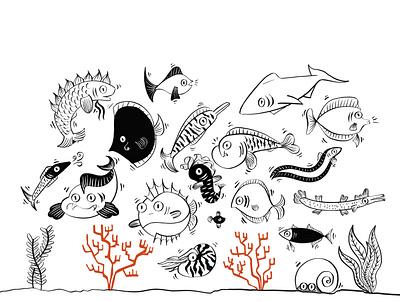 aquarium aquarium coloring book coral drawing fish illustration illustrator ocean procreate sea