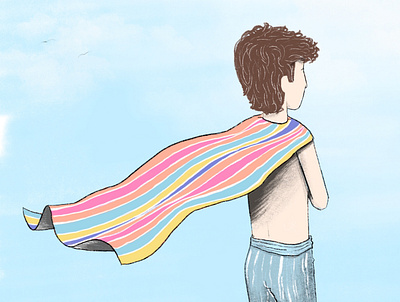 Boy and the wind drawing illustration illustrator procreate