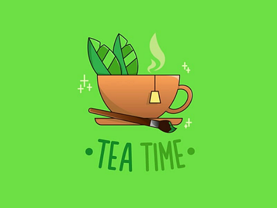 Tea time illustration art artist concept cup greentea illustration tea vector