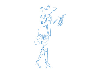 Catwalk catwalk character character design design illustration minimal outline procreate