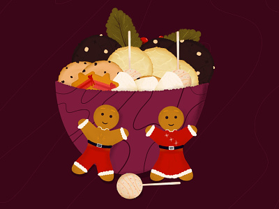 Christmas snack bowl christmas christmasy cookies design gingerbread man illustration snack snowball cookie treat