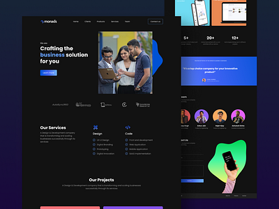 Monads branding dark dark theme design dribbble landing page ui uiux ux web web design web designer website