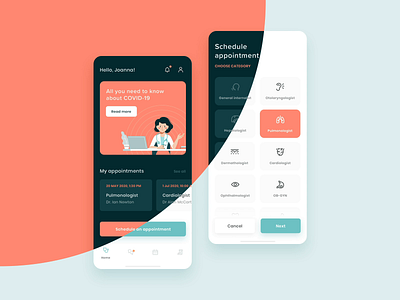 Telemedicine App - dark mode animation app clean concept dark theme design doctor illustration interface ios light theme minimal mobile motion product design telemedicine ui ui design uiux vector