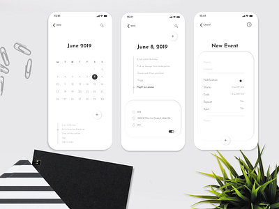 Calendar App for IPhone calendar date design meeting reminder time ui