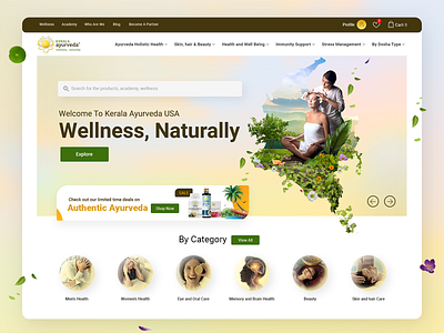 Ayurveda Website ayurveda concept design header homepage layout page ui uiux website