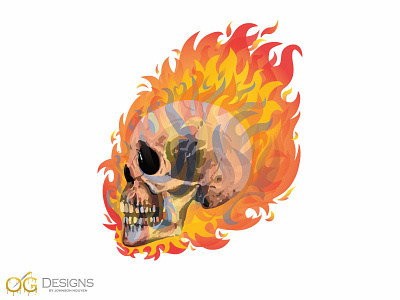 OG Skull Fire artwork design fire illustration skull vector wall art