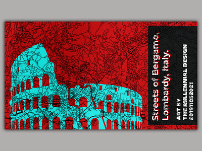 Streets of Bergamo, Lombardy, Italy banner bold font branding colosseum design illustration italy maps photoshop red red and black