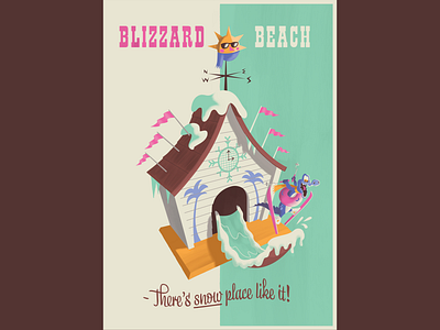 Blizzard Beach Retro Travel Poster disney illustration midcentury retro theme park theme parks vintage walt disney world water park