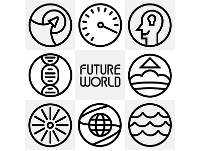 Future World Logos epcot future icons monoline symbols walt disney world