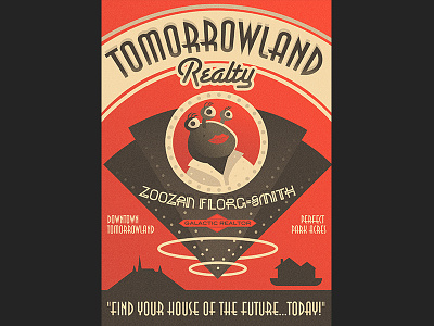 Tomorrowland Realty alien art deco disney illustration magic kingdom poster tomorrowland