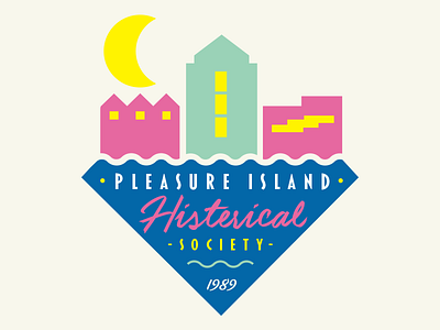 Pleasure Island Histerical Society 1990s logo retro theme park typography