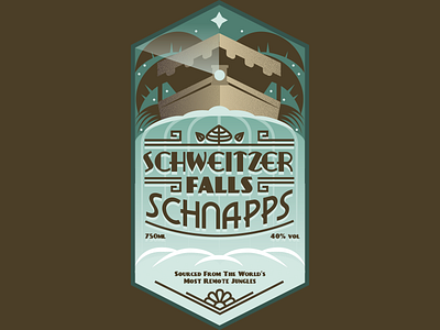 Schweitzer Falls Schnapps alcohol disney graphic design illustration label theme parks typography