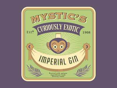 Mystic's Imperial Gin alcohol disney graphic design illustration label theme parks typography