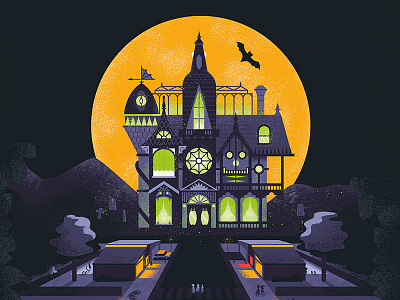 Epic Home Haunts Poster bat ghosts halloween mansion monster moon skull spooky