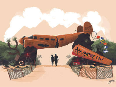 Adventure Cove adventure beach illustration plane theme parks