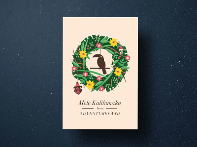Christmasland Cards christmas disney disneyland illustration theme parks tiki walt disney world wreath