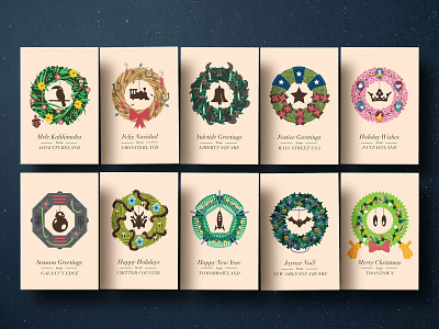Christmasland Cards cards christmas disney graphic design illustration theme parks walt disney world wreaths