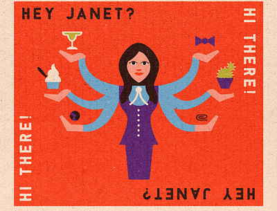 Janet czech illustration janet matchbook retro the good place tv