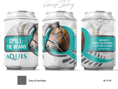 Stubby Cooler design for 'Spill The Beans' stallion branding design icon illustration logo