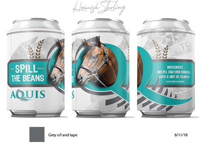 Stubby Cooler design for 'Spill The Beans' stallion