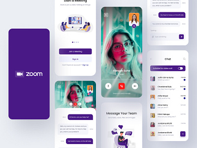 Zoom app redesign app design branding chart chat app clean mobile app typography ui ui design ux video app video call video chat