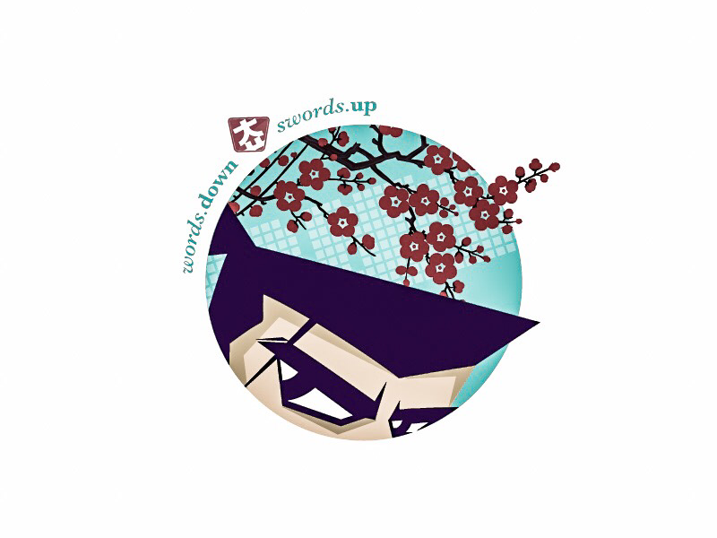 sword.up illustration modern digitized emblem samurai virtue word logo cartoon webtoon identity character