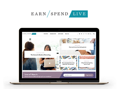 Earn Spend Live Website Redesign blue design millenial publishing purple redesign website website design wordpress wordpress development