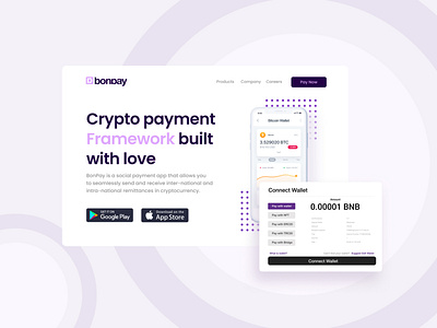 Bonpay - Crypto Payment Gateway blockchain branding cryptocurrency design illustration logo minimal product design solution typography ui user experience user interface ux web3