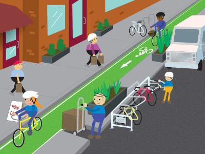 Protected Bike Lane Illustration