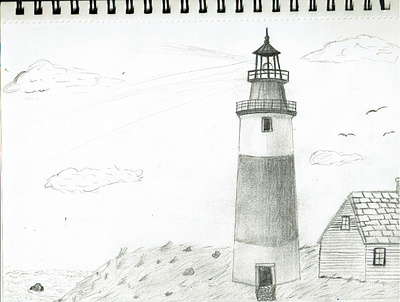 Lighthouse drawing pencil beach drawingart lighthouse night nighttime ocean pencil art pencil sketch pencil sketches sketchbook