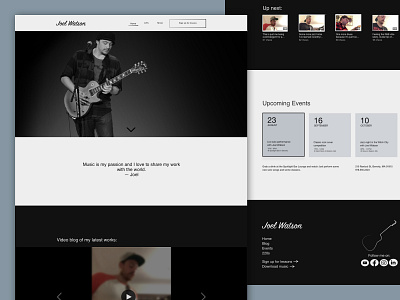 Joel Watson Dribbble Shot 2 design desktop illustration musician portfolio design ui ui design ux website design