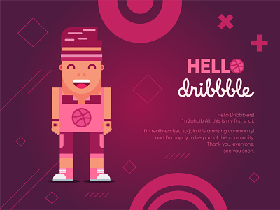 Hello Dribbble animation brand brand identity cartoon character clean flat graphicdesign icon illusionist illustration lettering art lettering artist logo typography ui ux vector