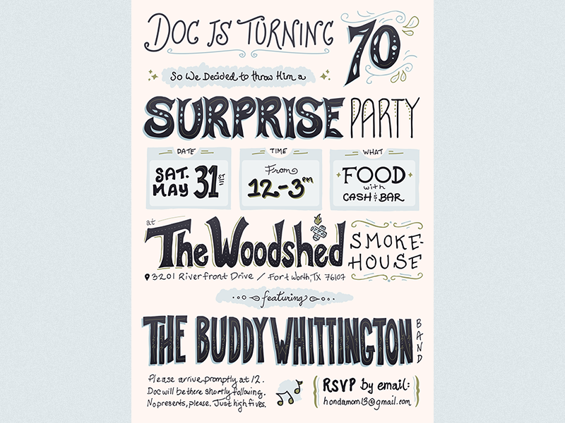 Dad's BDay Invitation hand-lettering invitation
