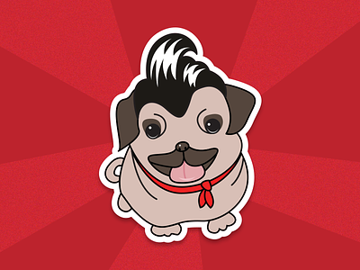 Plugabilly pug rockabilly sticker