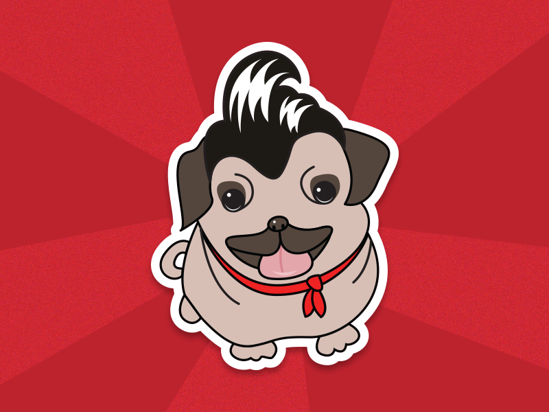 Plugabilly rockabilly sticker pug
