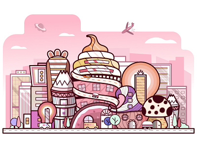 Dream Castle architecture castle city design dream flat icecream illustration magic ui