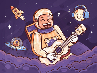 Music astronaut airship astronaut guitar happy music rocket singer space star ufo universe