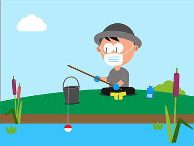fishing during corona 2danimation aftereffects animated animated sticker animatedgif animation character animation gif gif animation illustrator loop motion motion design motiongraphics sticker vector