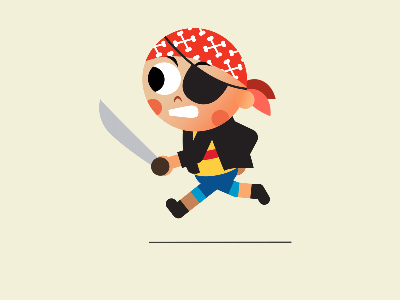 angry pirate 😈 2danimated 2danimation aftereffects animated animatedgif animation animation 2d charecter animation charecter design cute gif illustration illustrator loop