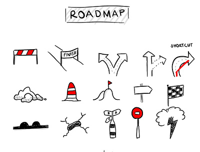 Roadmap hand-drawn icons design graphic design icon illustration