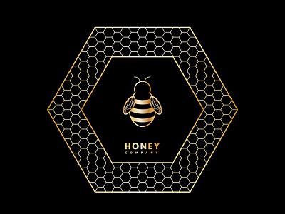 Vector honey logo for company, label. art beehives beeswax company design gold gradient honey honeybee honeycomb illustration organic packaging packing wrapping yellow