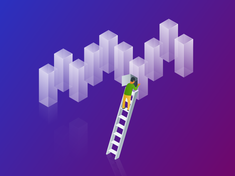 Enhanced Analytics ladder people graph analytics illustration