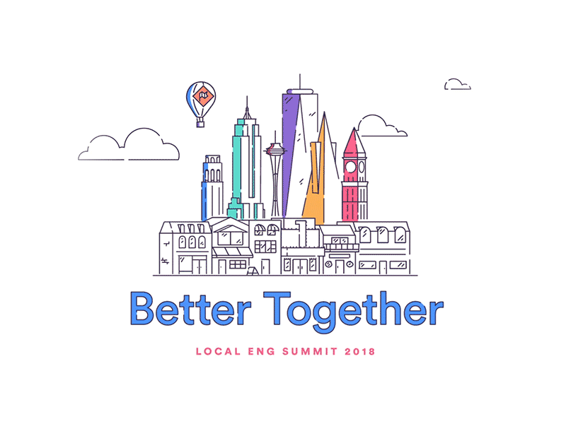 Better Together summit brand illustration sf seattle boston nyc mainstreet buildings city conference